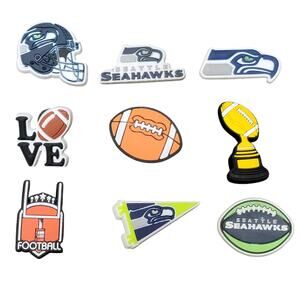 Seattle Seahawks Shoe Charms 9‎ Pc Football NFL Washington Mens Womens Kids Gift